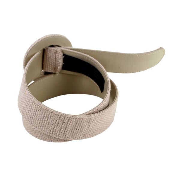CLASSIC BEIGE CANVAS POLYESTER 1 5/8"Wd DRESS CASUAL WOMEN'S BELT Size S (t61 - Picture 3 of 12
